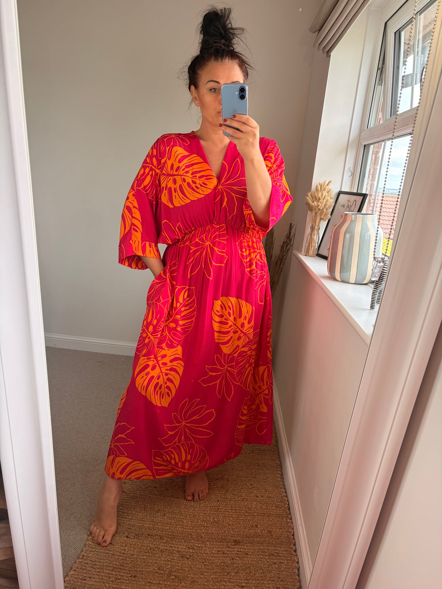 Leaf Maxi Dress - Cerise