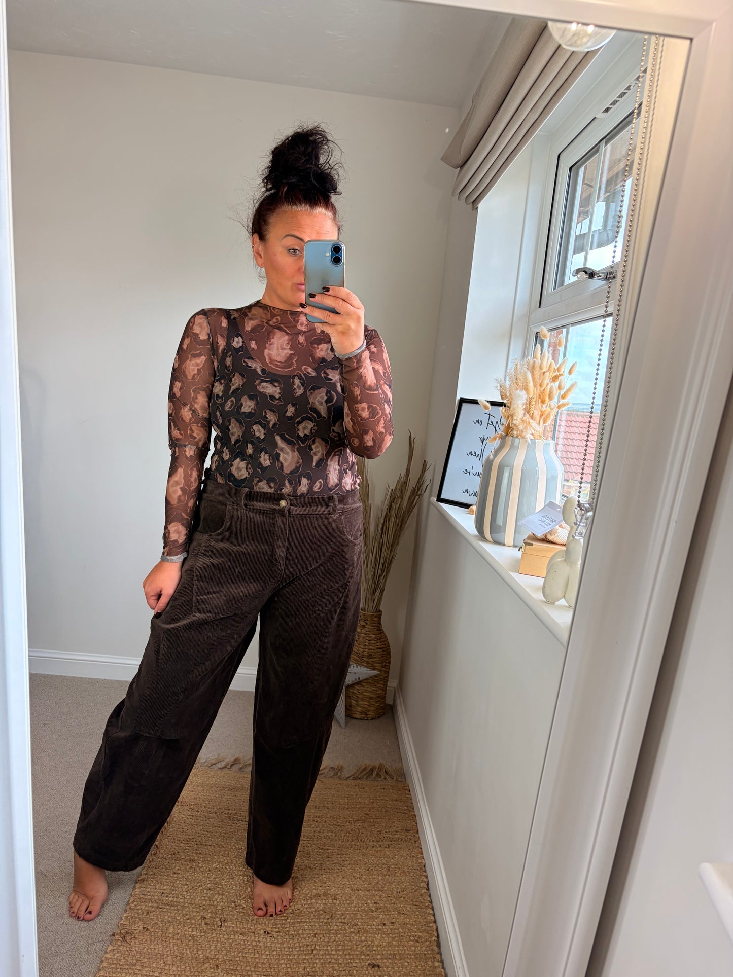 Mesh Layering Top - Leopard Brown