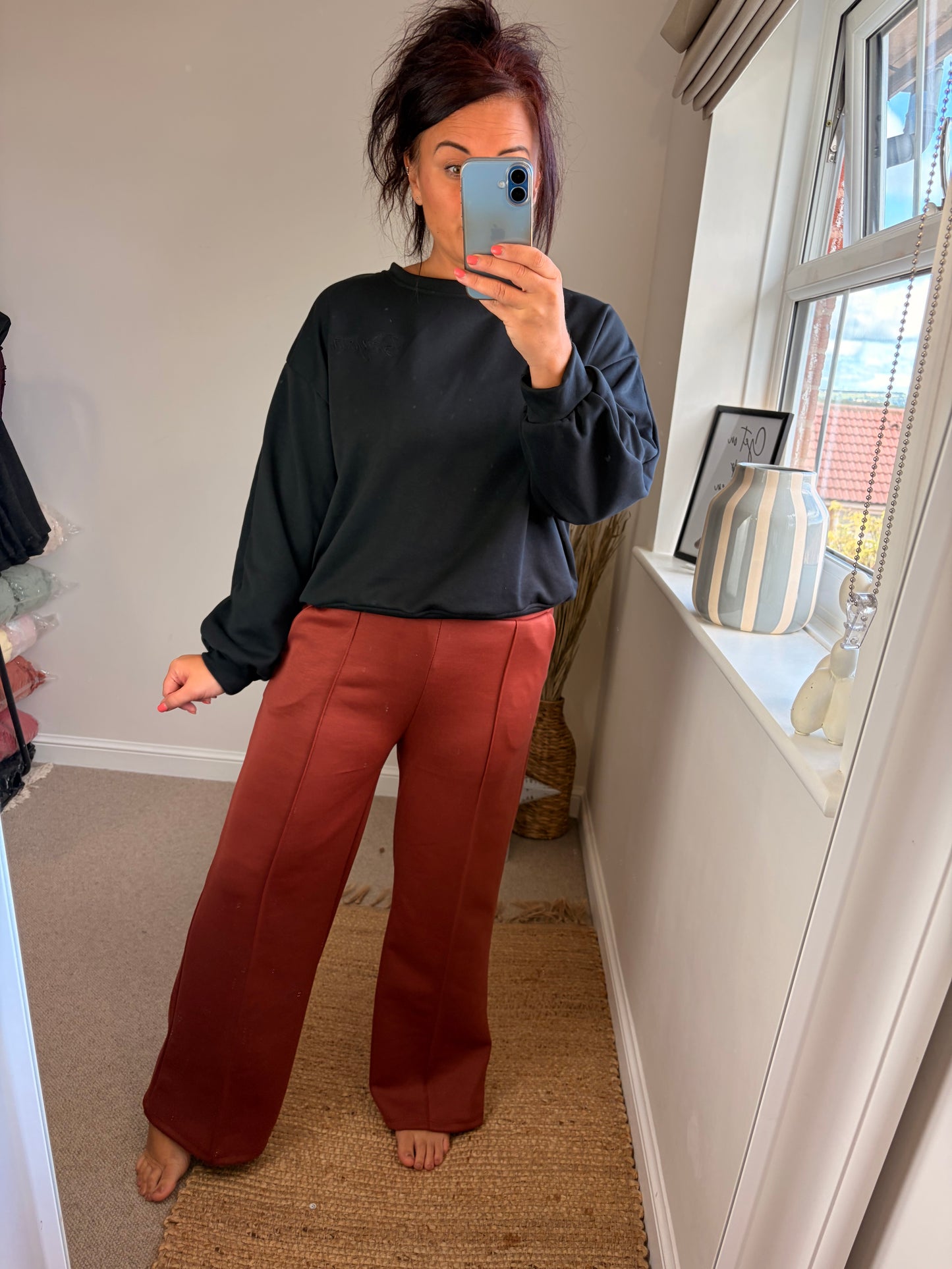 Seam Front Joggers - Rust