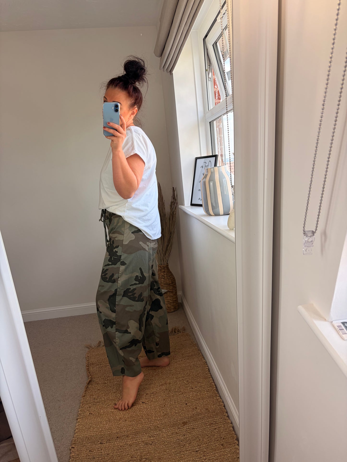 Camo Barrel Leg Trousers