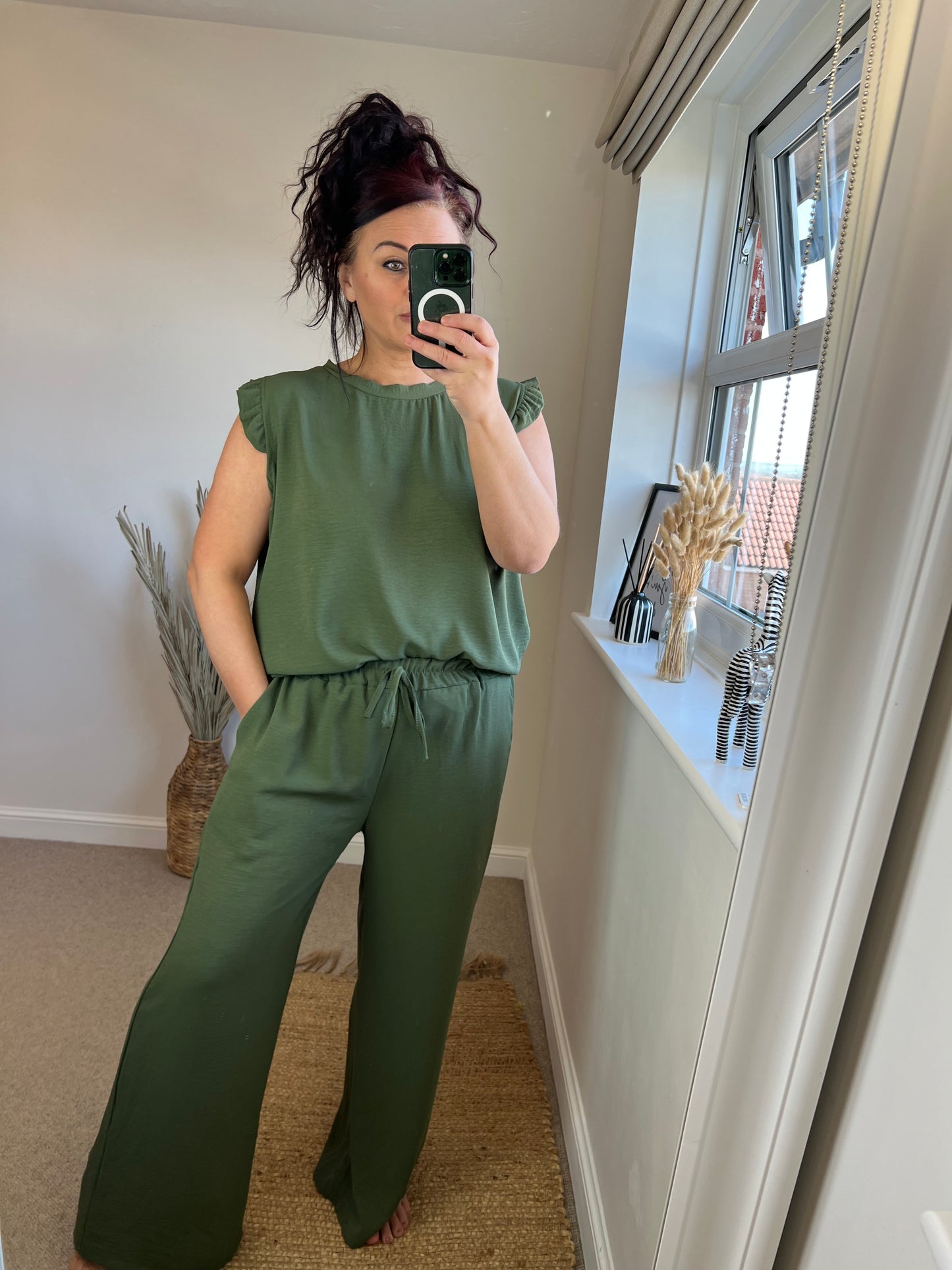 Frill Sleeve Top - Khaki