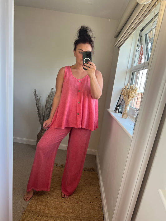 Linen Mix Vest - Rose