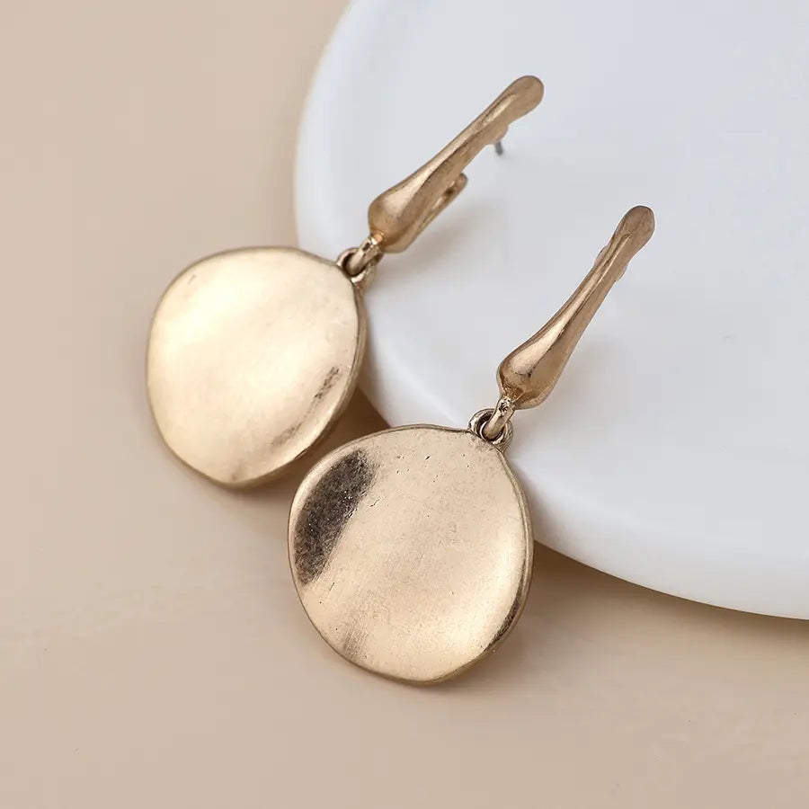 Peace Of Mind - Silver Plated Gold Disc Earrings