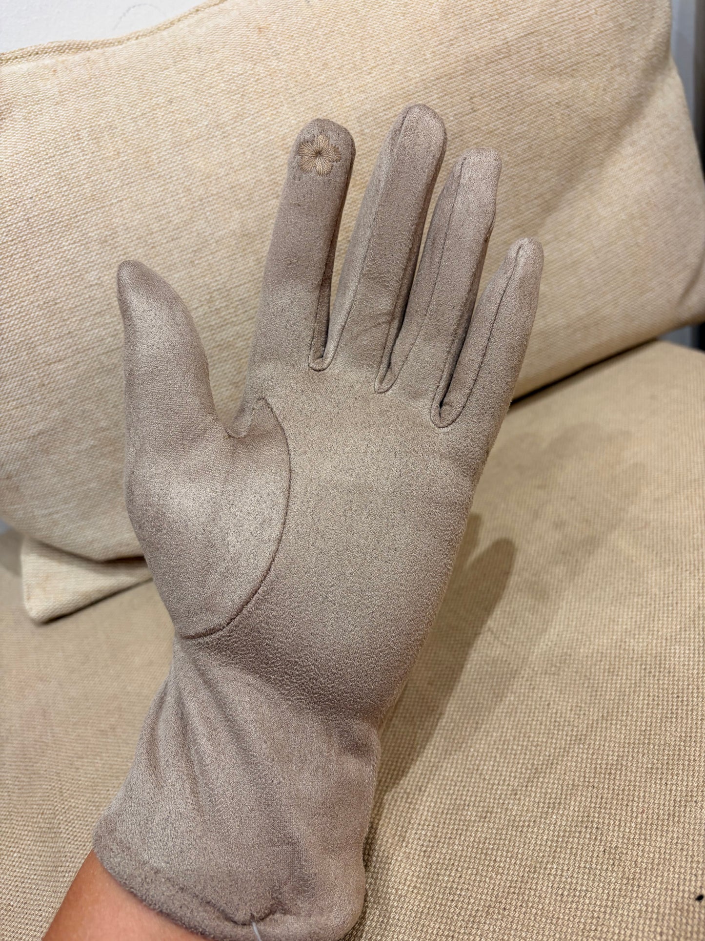 Faux Suede Gloves - Taupe