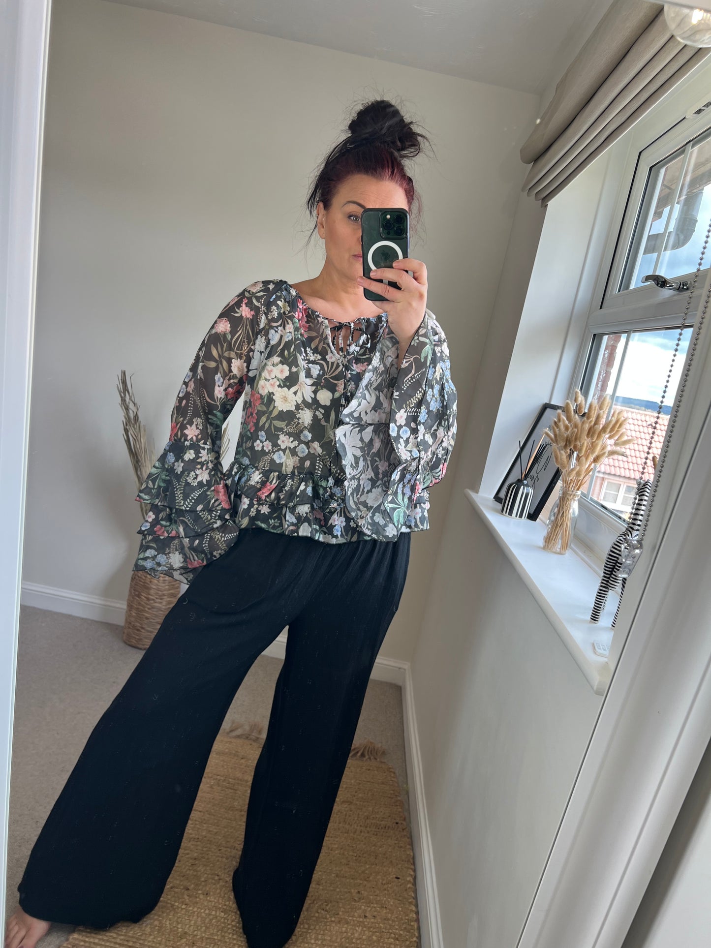 Floral Rara Top - Black