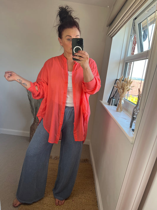 Cotton Shirt - Coral