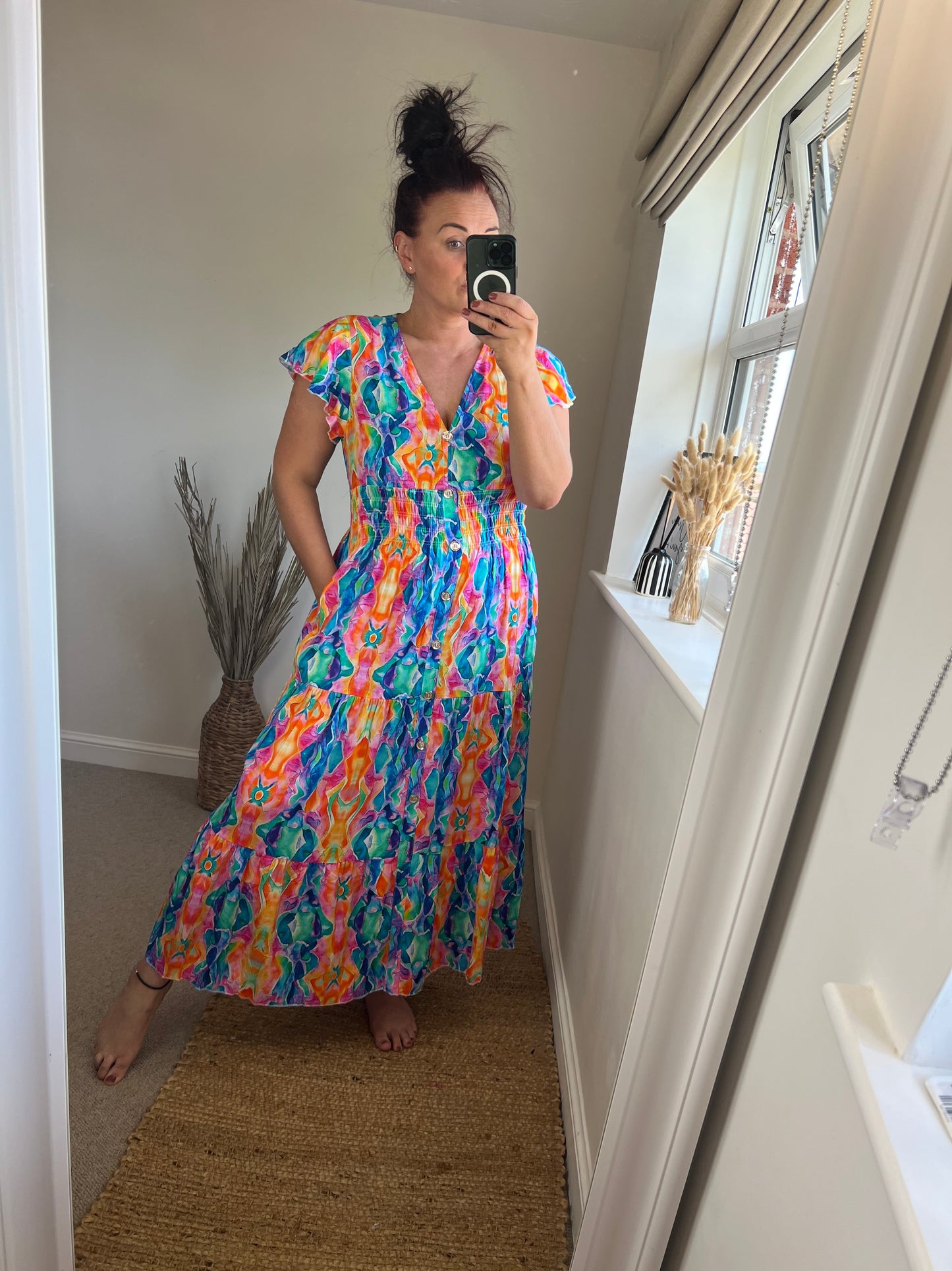 LOTTIE Maxi Button Dress with Pockets - Bright