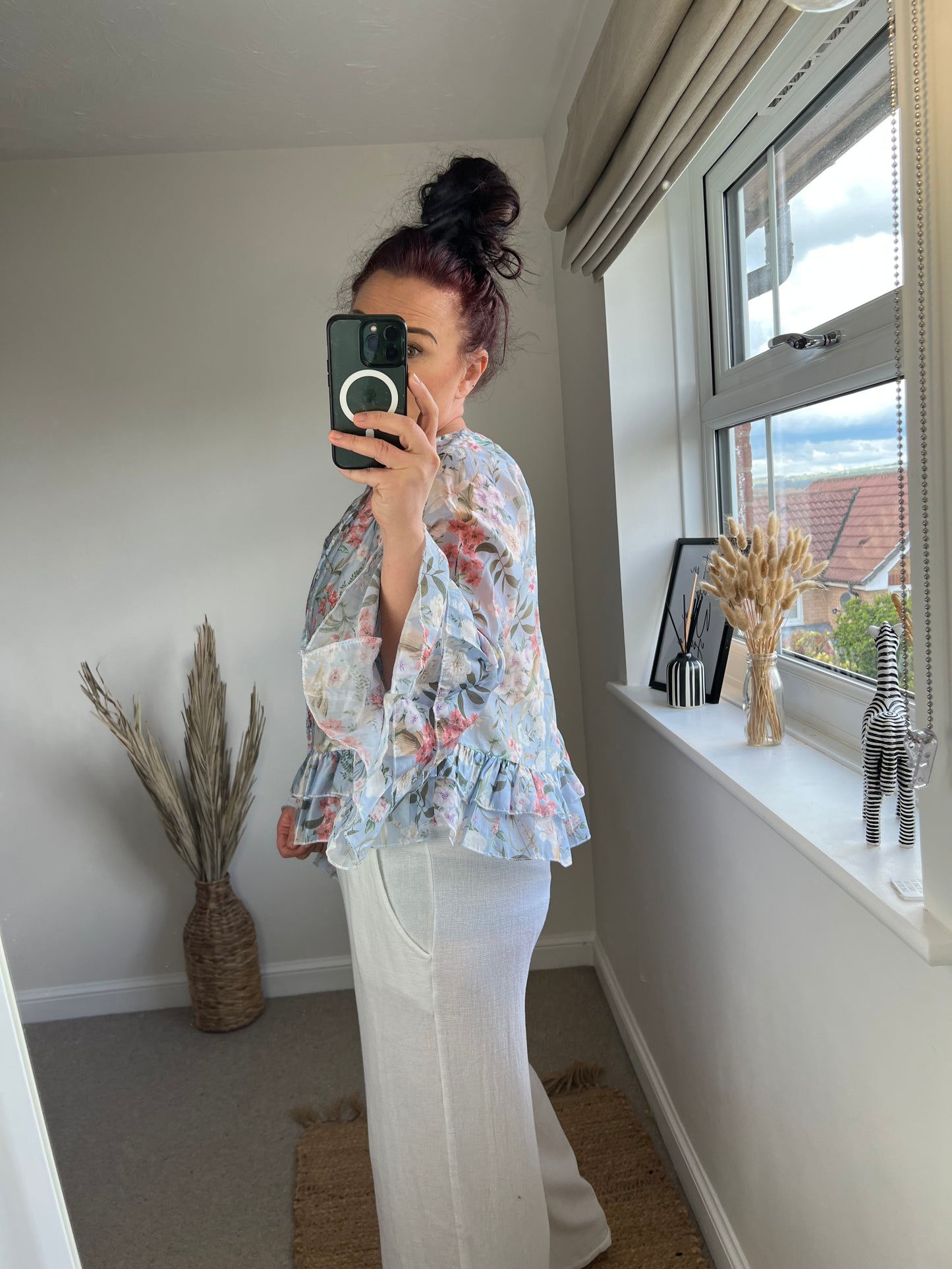 Floral Rara Top - Light Blue