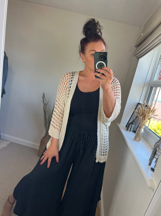Crochet Open Cardi - Cream