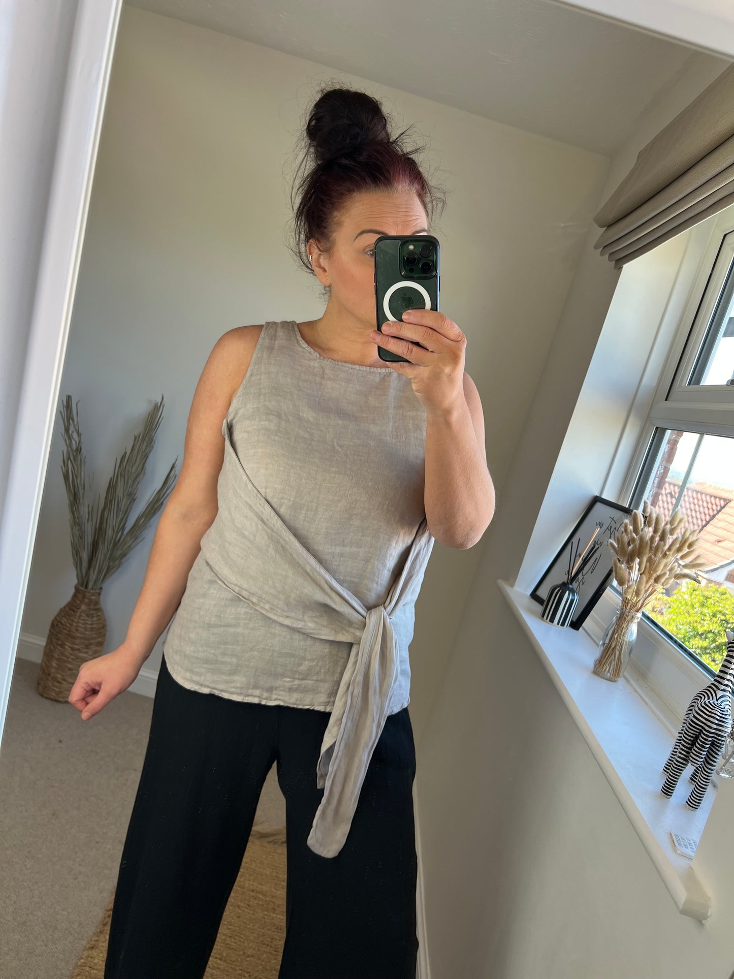 Linen Tie Top - Mocha