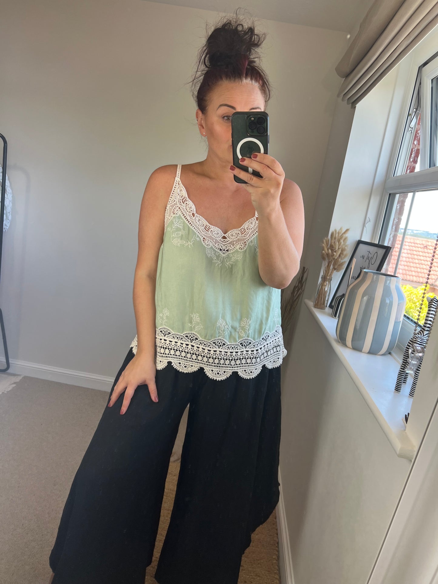 Crochet Cami Top - Sage