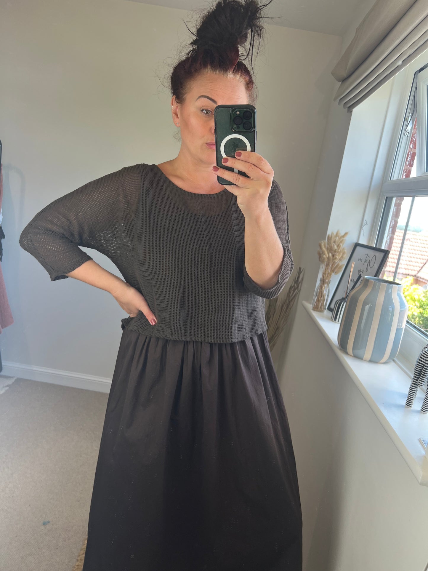 Mesh Cropped Top - Chocolate