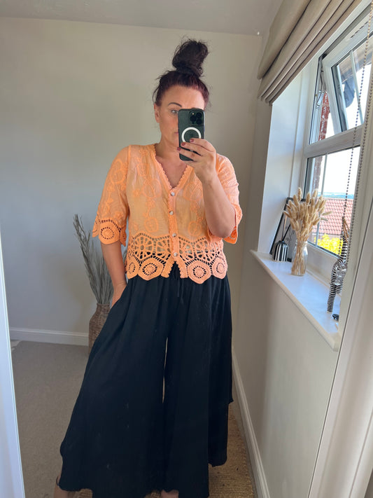 Crochet Lace Cardi - Orange