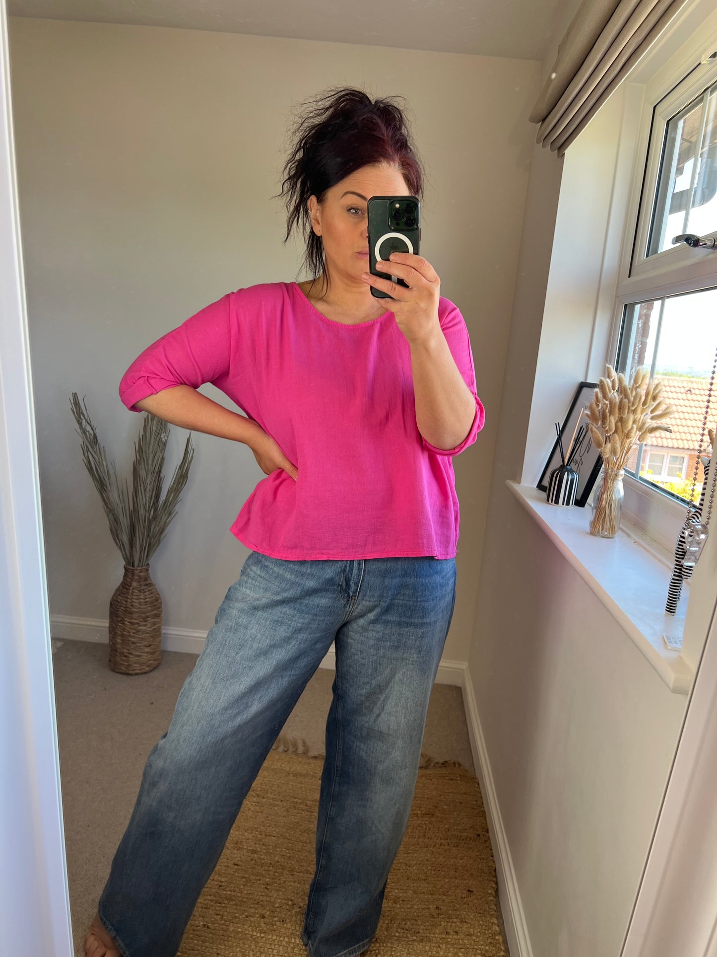 Plain Cotton Top - Cerise