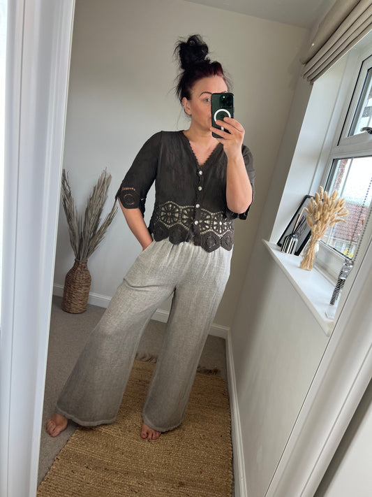 Crochet Lace Cardi - Chocolate