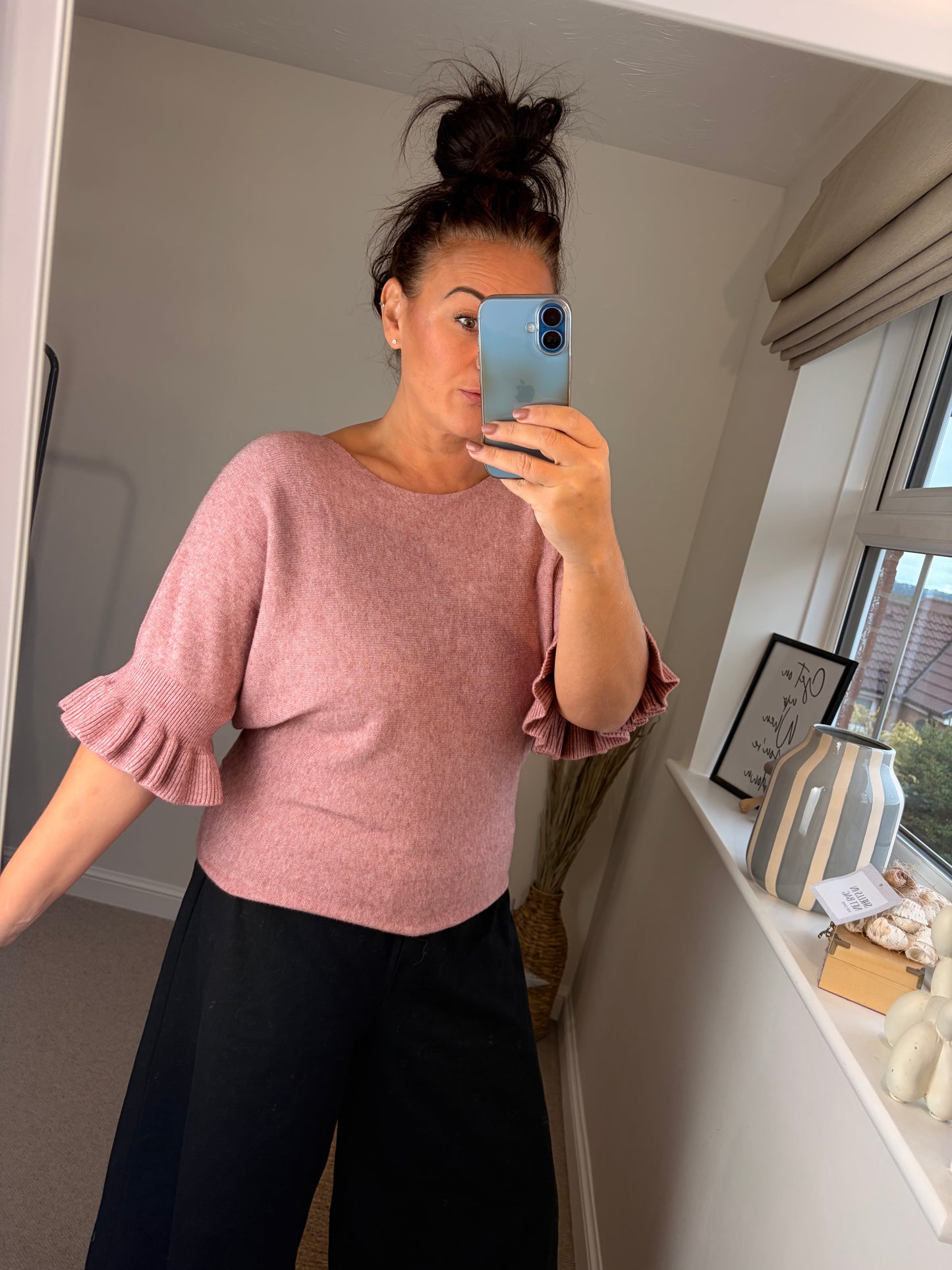 Flute Sleeve Jumper - Blush