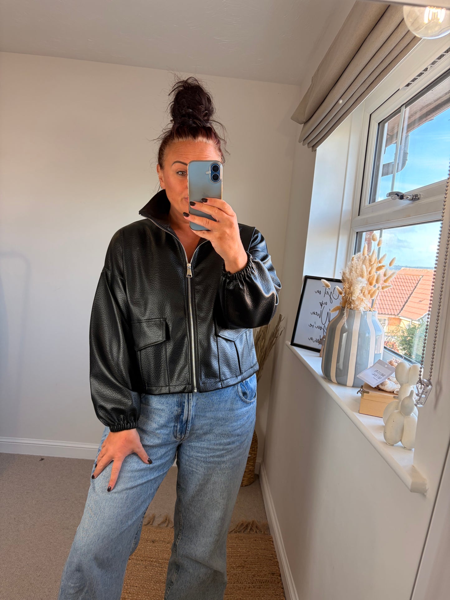Faux Leather Jacket - Black