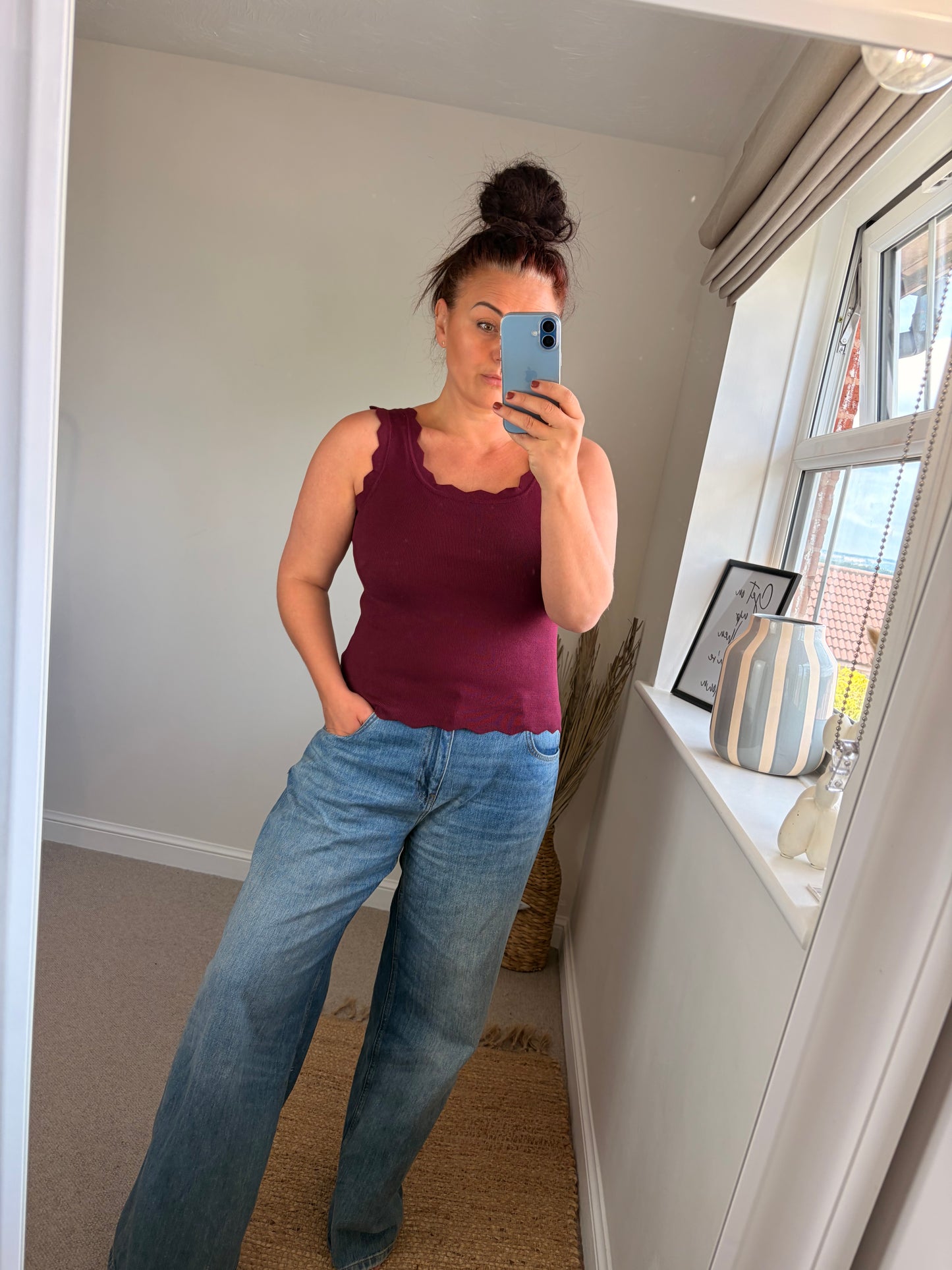 Scalloped Edge Vest - Wine