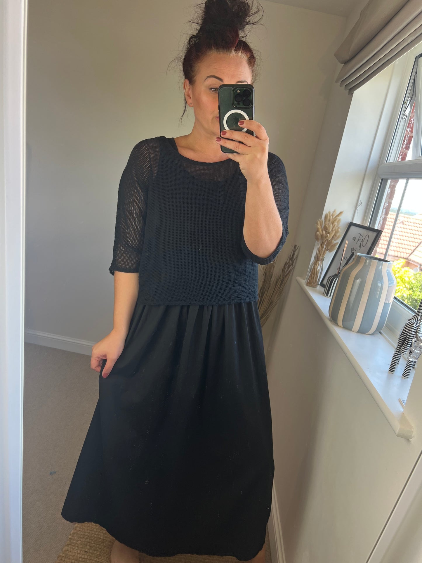 Mesh Cropped Top - Black