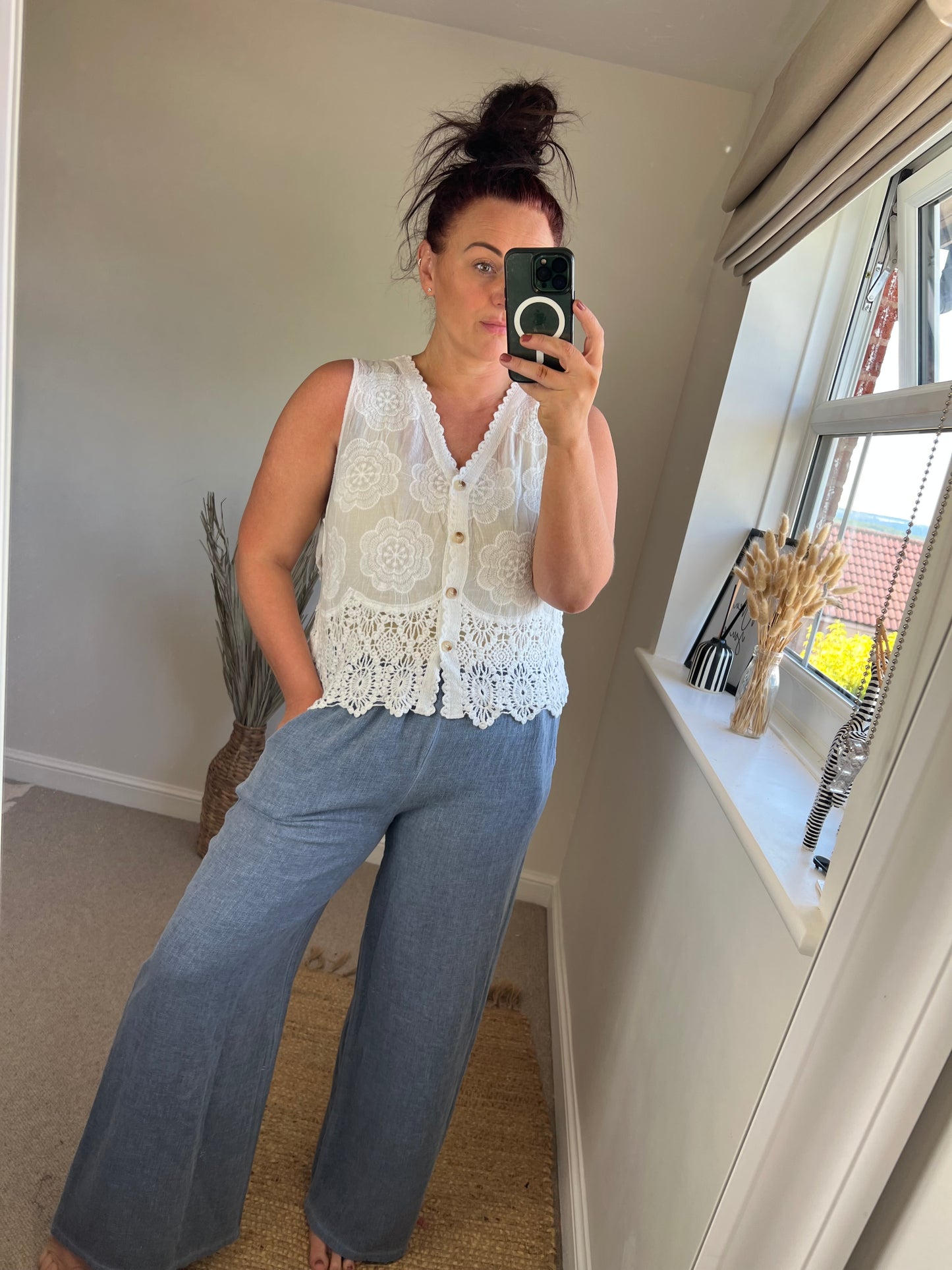 Crochet Lace Waistcoat- White