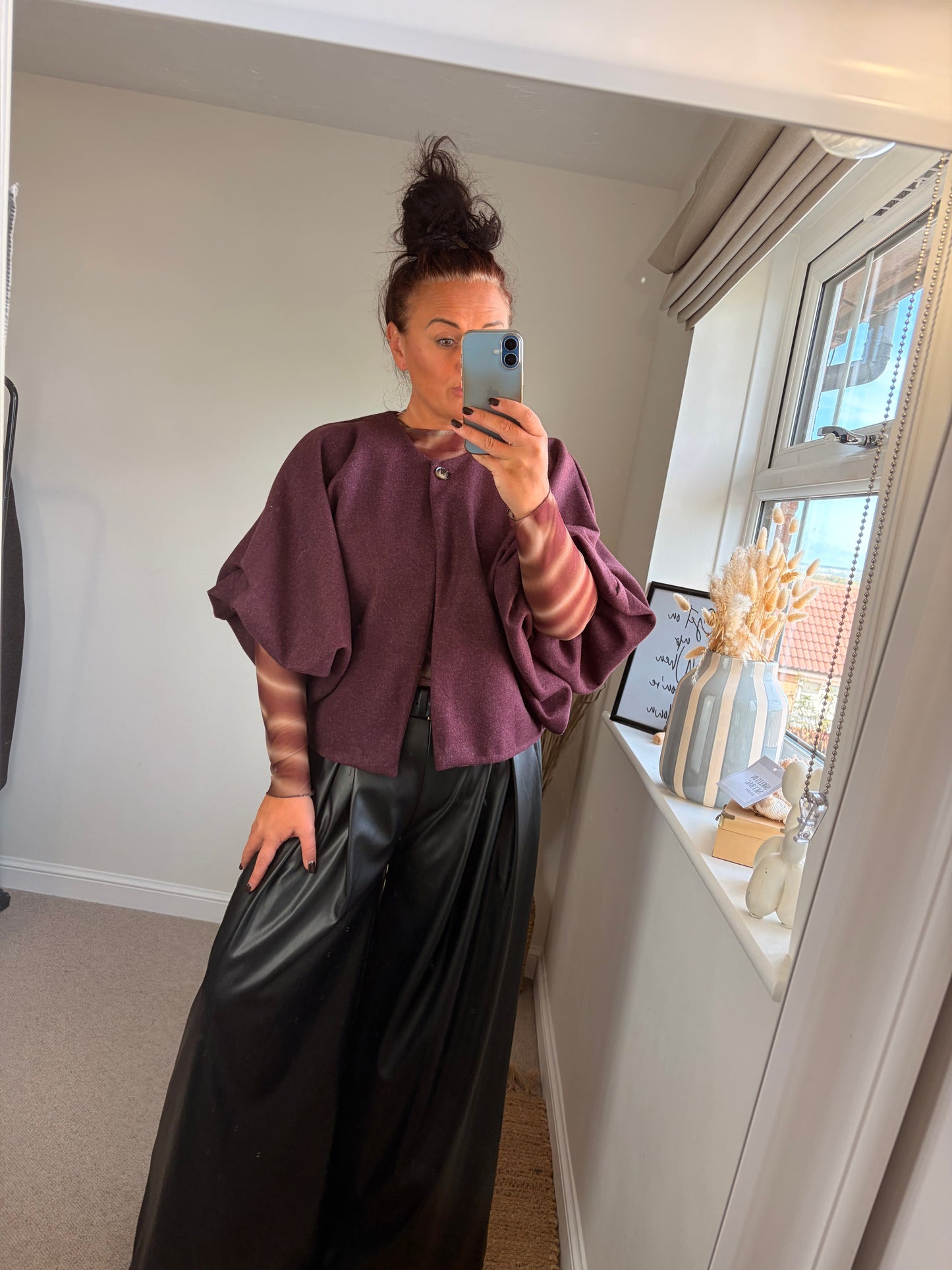 Mesh Layering Top - Plum