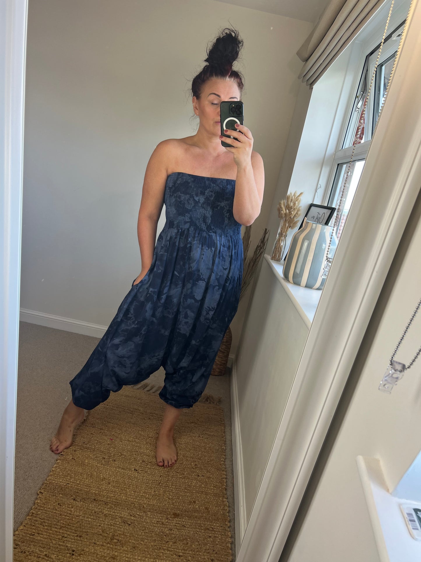 Hareem Strapless Jumpsuit - Navy