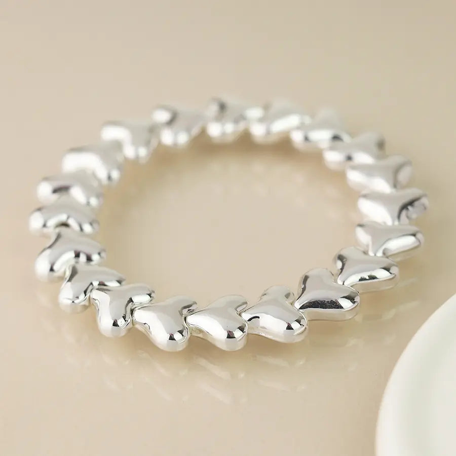Peace of Mind - Silver Plated Polished Heart Bracelet