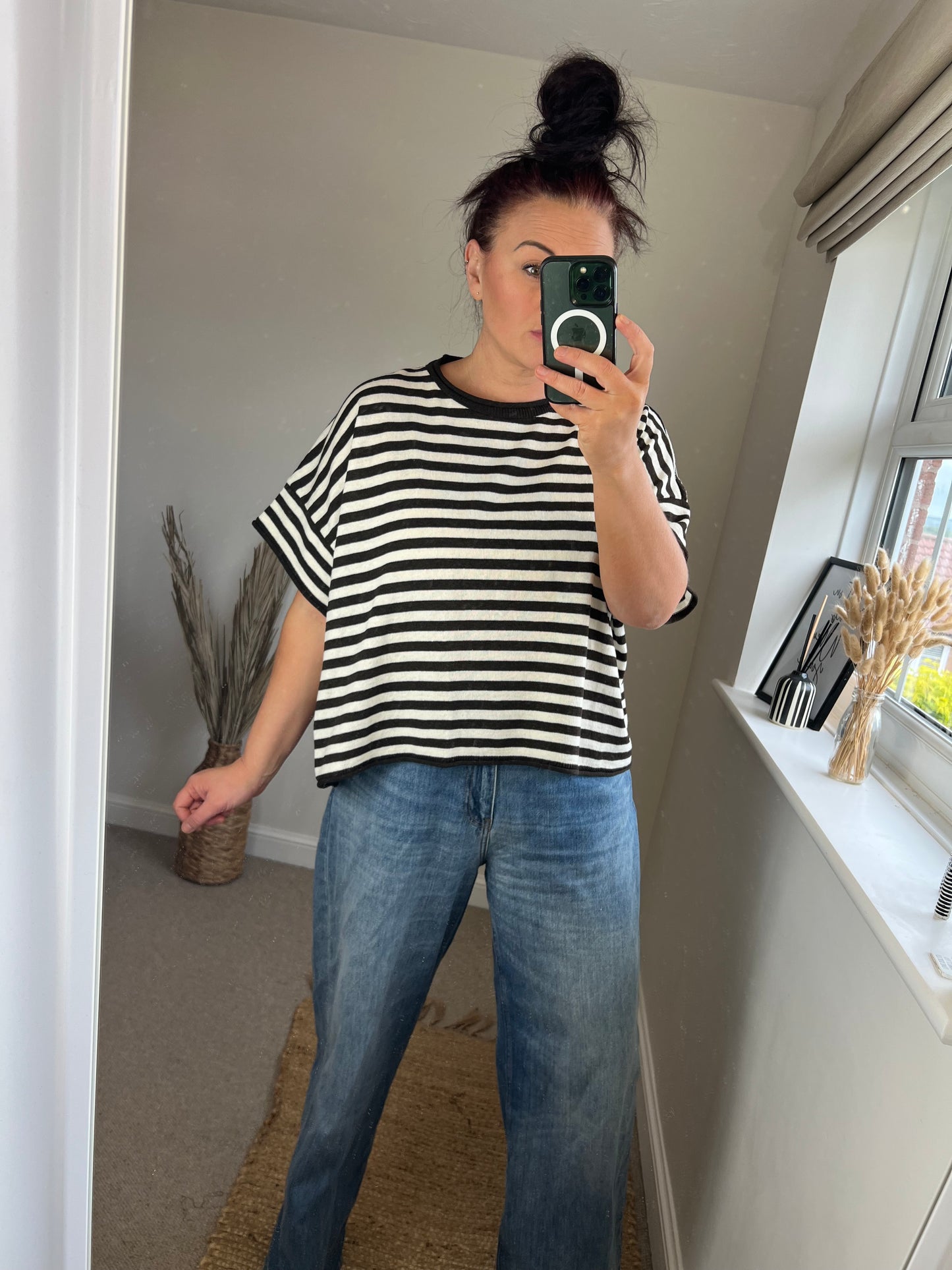 Fine Knit Stripe Top - Chocolate