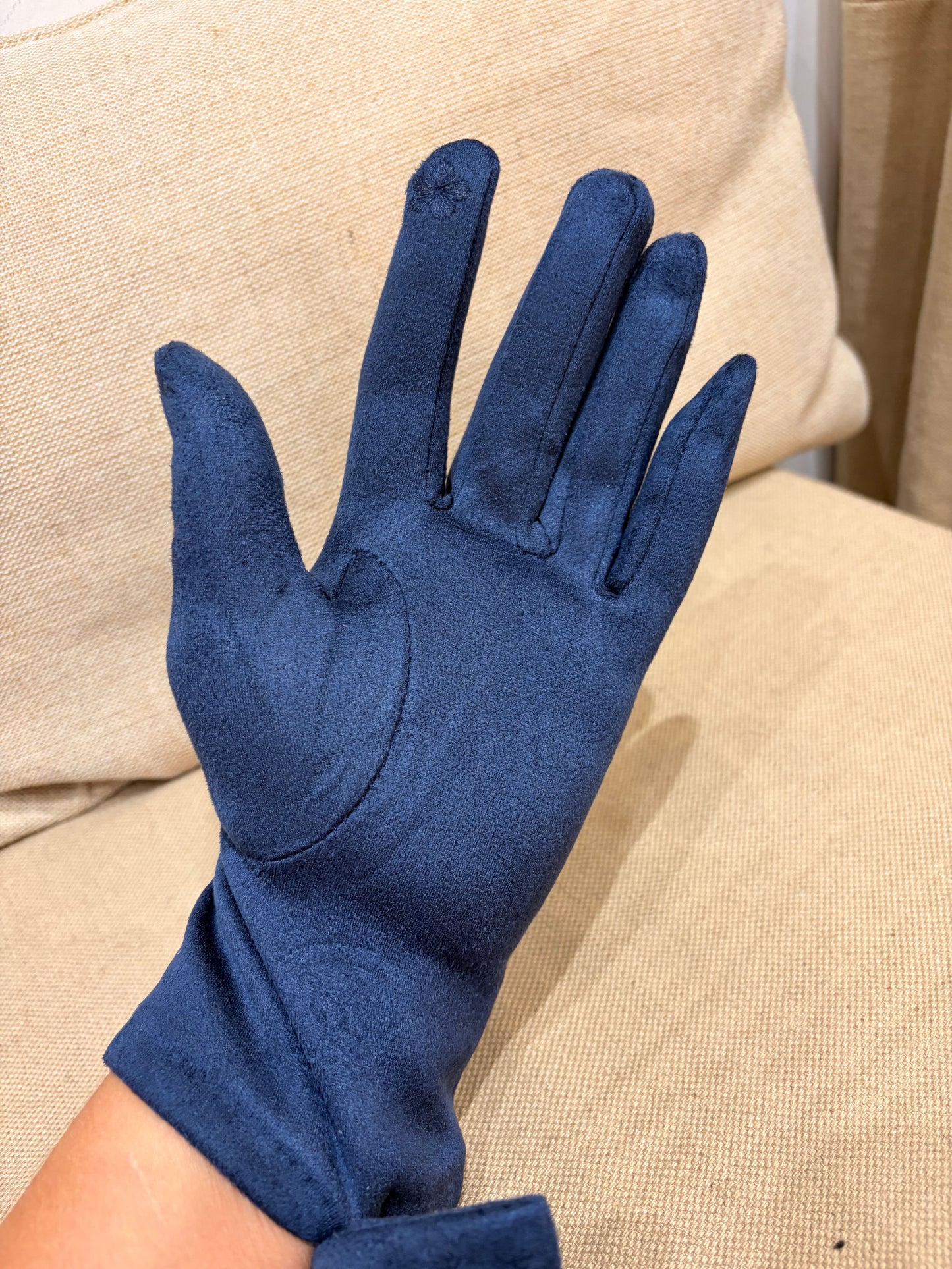 Faux Suede Gloves - Navy