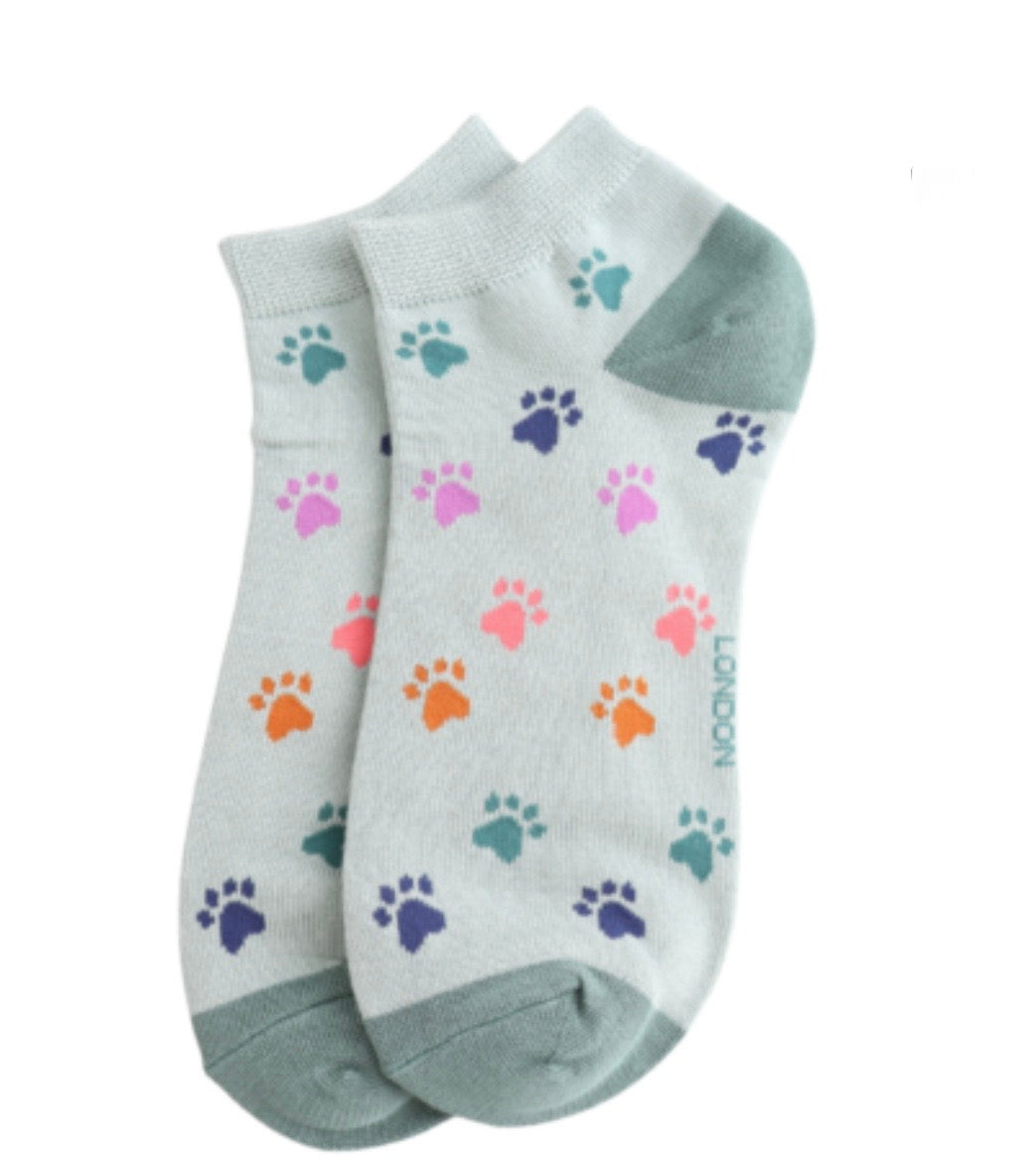 Miss Sparrow Bamboo Trainer Socks - Paw Prints