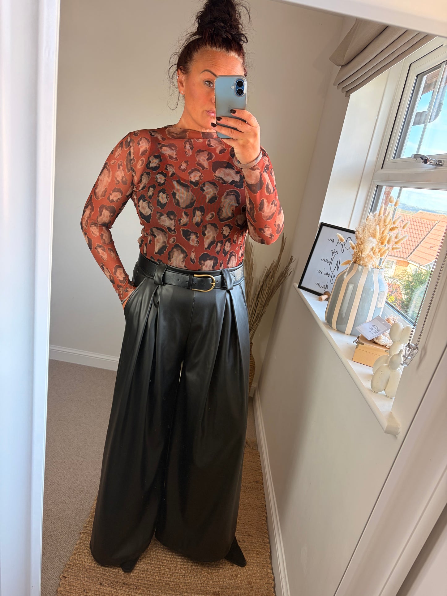 Mesh Layering Top - Leopard Rust