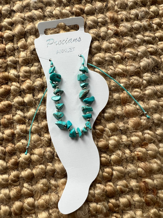 Adjustable Anklet Bracelet - Turquoise