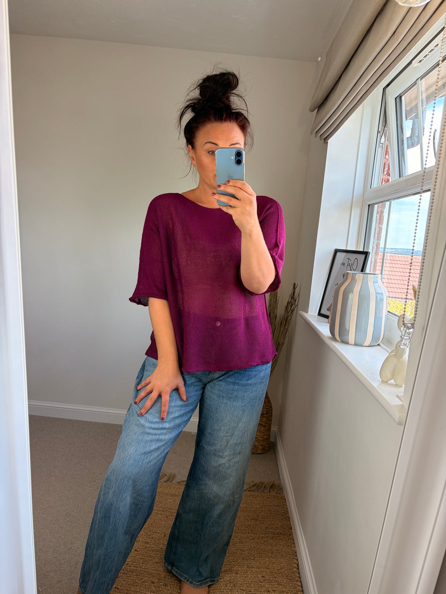 Fine Knit Top - Raspberry