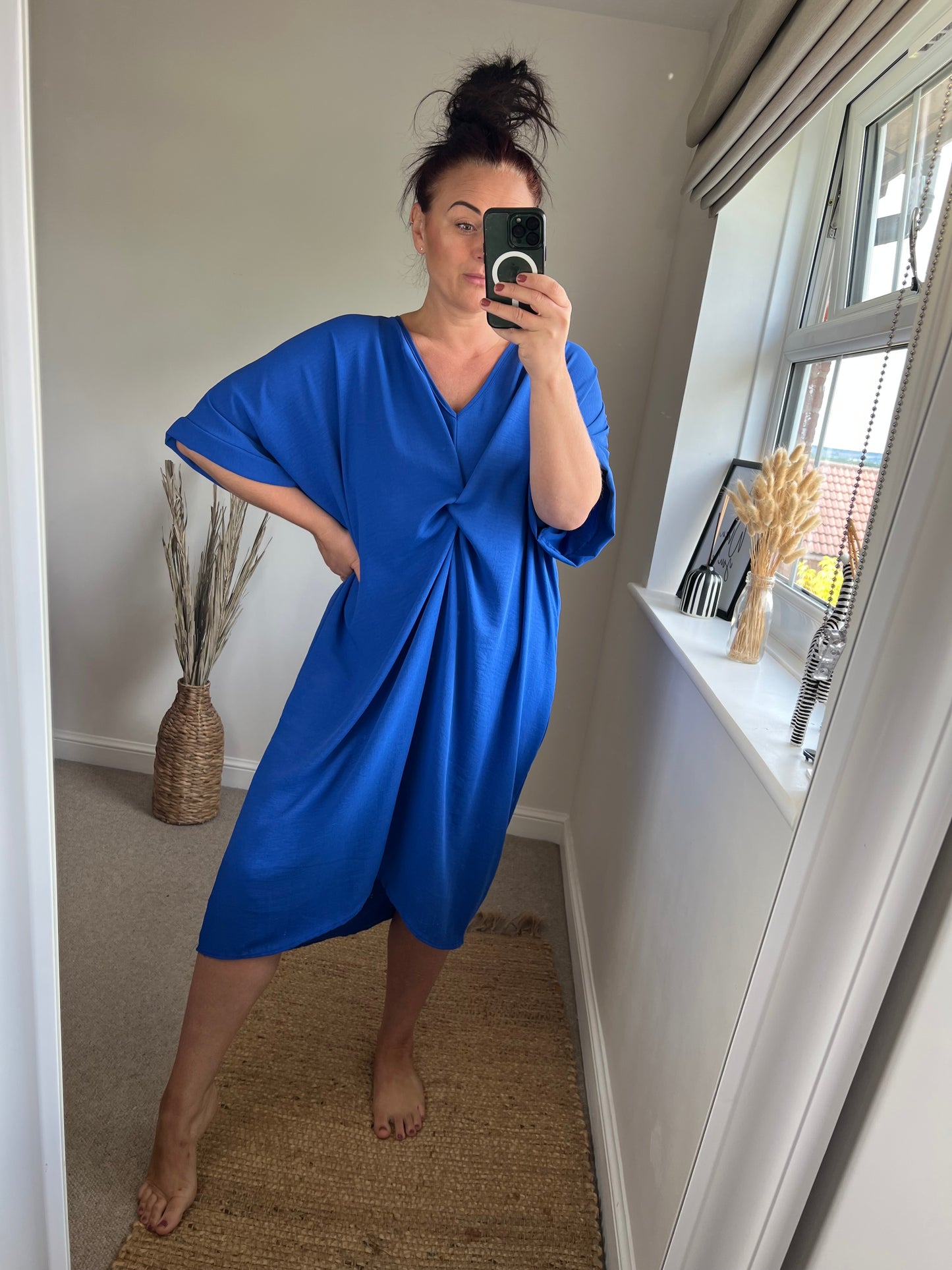 Twist Front Dress - Cobalt