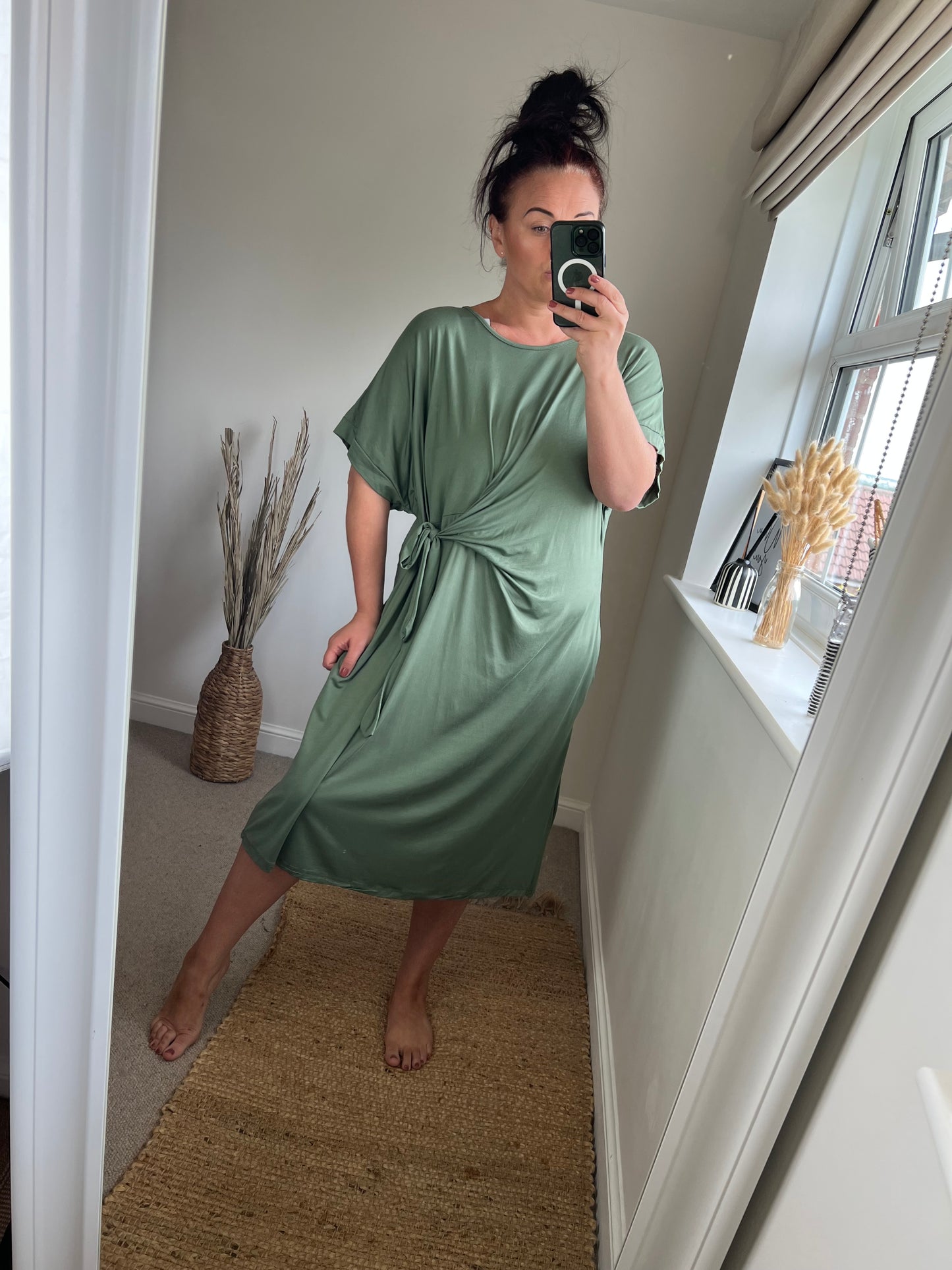 Tie Side Dress - Khaki
