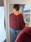 Button Back Batwing Fine Knit Jumper - Wine