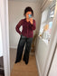 Faux Leather Seam Trousers - Black