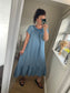 Denim Stripe Bardot Dress