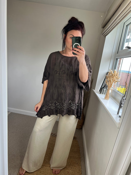 Cotton Kaftan Top - Chocolate
