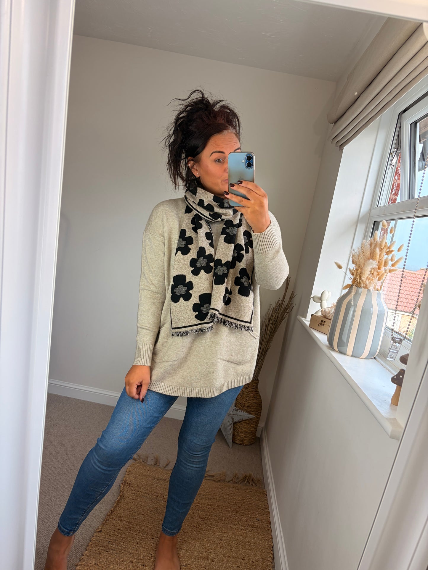 Jumper with Scarf - Beige
