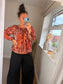 Bubble Hem Animal Print Top - Rust