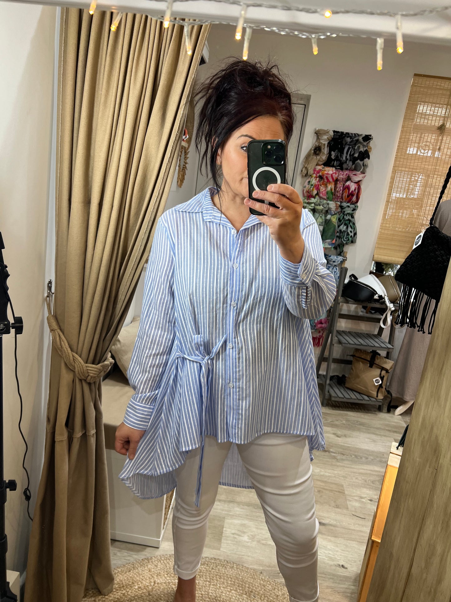 Tie Long Shirt - Light Blue