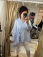 Tie Long Shirt - Light Blue