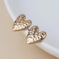 Peace of Mind - Silver Plated Hammered Heart Earrings - Gold