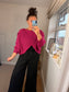 Chunky Knit Wrap Jumper - Magenta