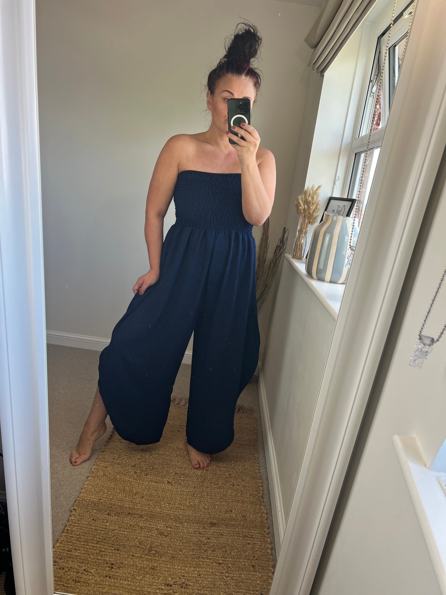 Strapless Tapered Jumpsuit - Navy