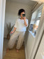 Barrel Leg Linen Mix Trouser - Stone