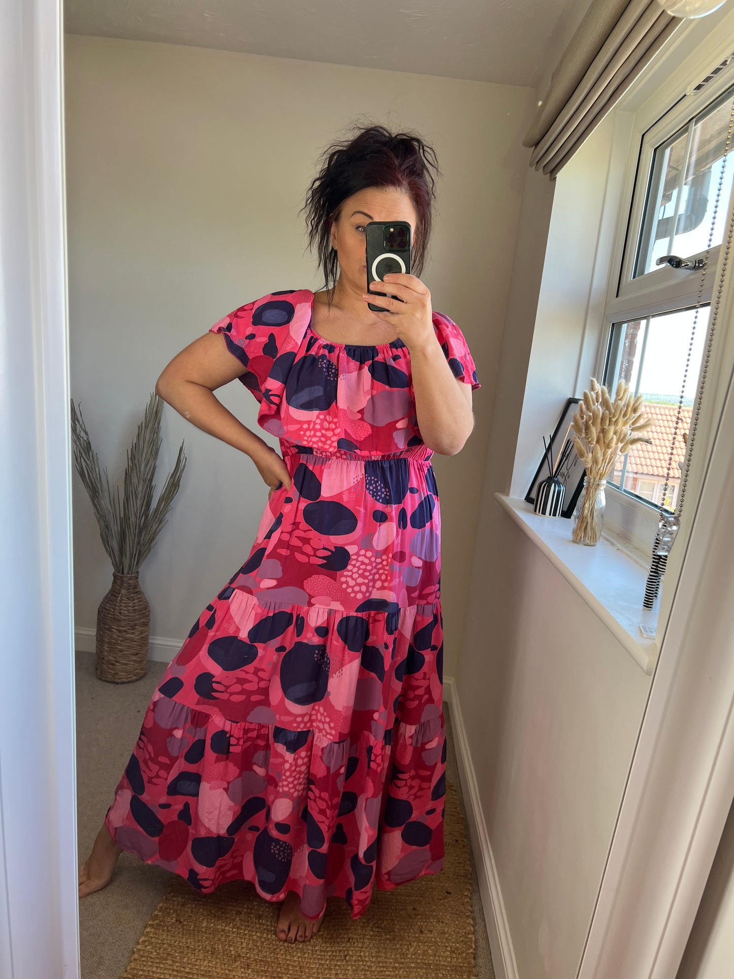 Bardot Dress - Cerise