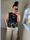 Lace Vest Top - Black