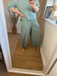Barrel Leg Linen Trouser - Sage